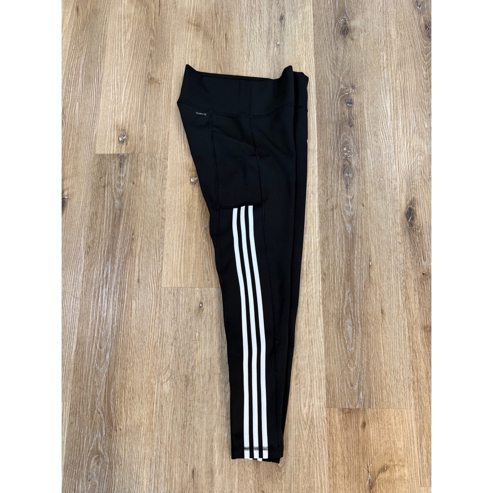 Adidas Leggings Womens Medium‎ Black 3-Stripe Climalite High Rise Active Tights - Picture 10 of 10